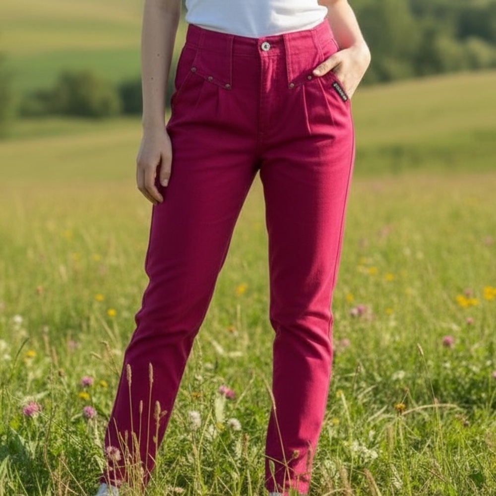 Stone River Mountain Wear Vintage Western Hot Pink High Rise‎ Pleated Jeans